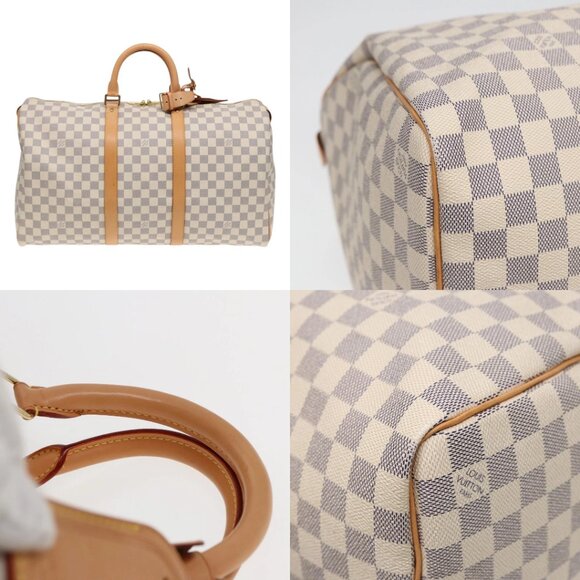 LOUIS VUITTON Damier Azur Keepall 50 Boston Bag N41430 LV Auth 83727A - Picture 14 of 15